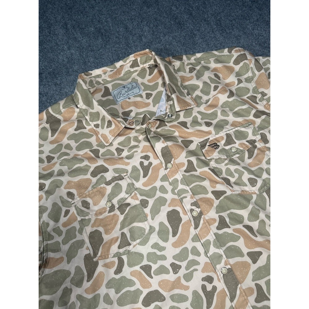 Burlebo Venado Camo Performance Pearl Snap Western Shirt Short Sleeve Men's 2XL
